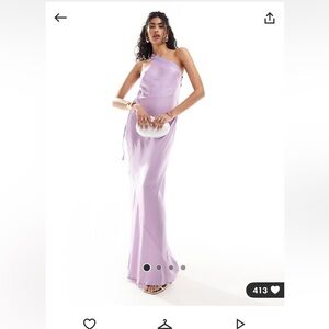 ASOS Design One Shoulder Maxi Dress with grosgrain strap in lilac